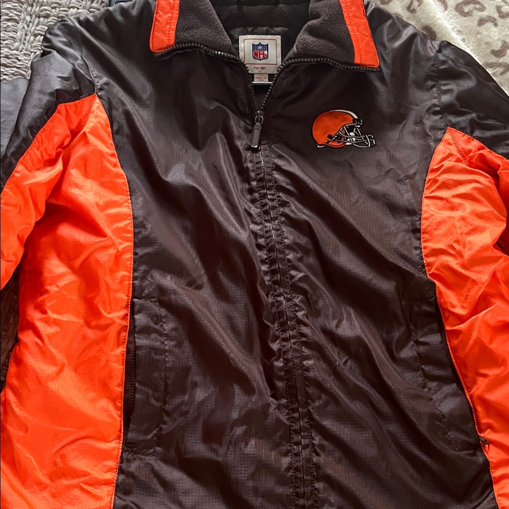 NFL Brown and Orange Team Jacket with Helmet Logo